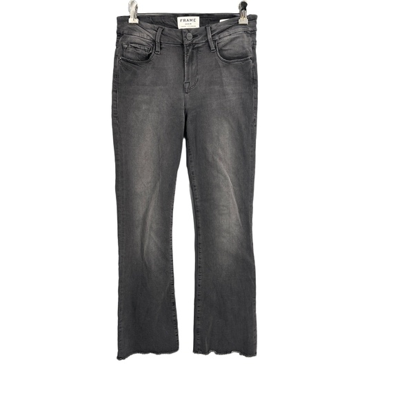 Frame Jeans Le Crop Mini Boot Preston Dark Gray Stretch Frayed Hem 26 - Picture 1 of 7